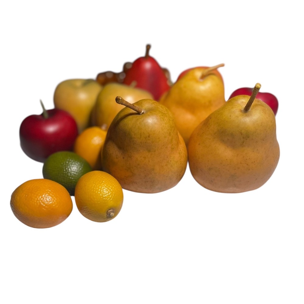 rtificial Decorative Fruit Set‎  Faux Apples Pears Lemons Oranges Grapes Kitchen